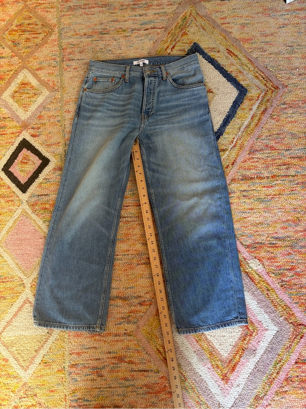 Re/Done Women's Lightweight Cropped Straight Jeans